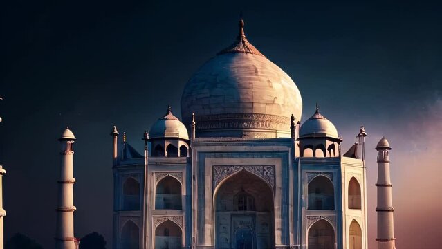 the white marble Taj Mahal mausoleum, this mosque features a striking blue dome, a beautiful example of Islamic architecture in Asia