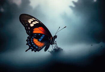 Fototapeta na wymiar Butterflies in dark background