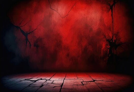 Scary red and black background, Black and red grunge texture. 