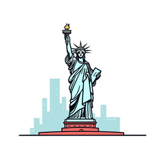Statue of Liberty. Statue of Liberty hand-drawn comic illustration. Vector doodle style cartoon illustration