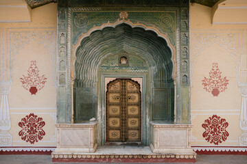 The Leheriya Gate with a green wave pattern suggestive of spring and dedicated to Lord Ganesha at...