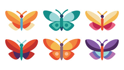  Set of Colorful Butterfly icons isolated flat vector pro collection illustration on white background