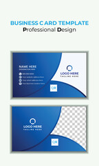 Professional modern creative business card template. Double-sided horizontal layout with blue and white.
