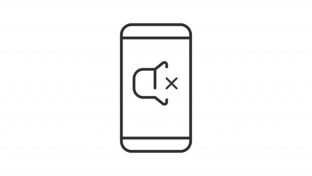 Silent mode phone line animation. Smartphone sound turn off animated icon. Audio speaker mute. Portable device. Black illustration on white background. HD video with alpha channel. Motion graphic