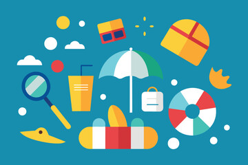 Clutter of Summer Related Things vector design