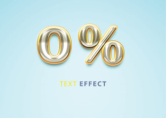 Text effect 0% silver and gold letters