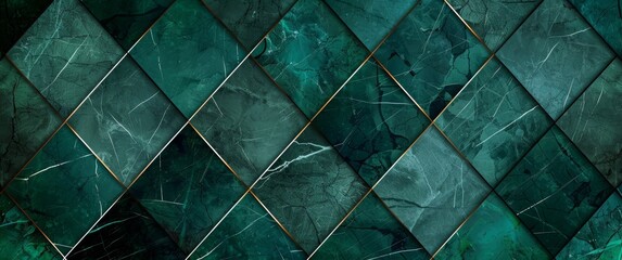 Abstract dark teal texture with geometric pattern, seamless background for wallpaper or interior design elements. Dark green wall panel in diamond shape, texture of marble stone.