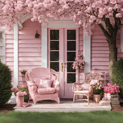 pink house with pink porch