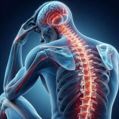 Spinal pain, spinal injury, anatomy concept