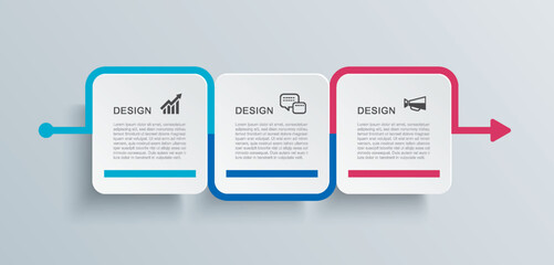 3 data infographics tab paper index template. Illustration abstract background.