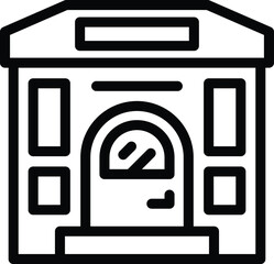 Post office icon outline vector. Parcel locker. Postal service point - 775696978
