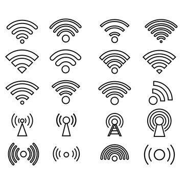 Signal icon vector set. wifi illustration sign collection. antenna and satellite signal symbols. Wireless logo.