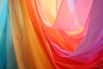 Abstract colorful background with fabric curtains. Background image. Created with Generative AI technology.