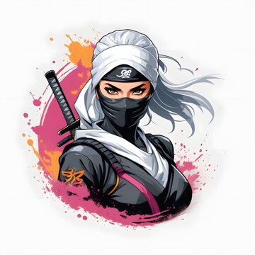 Stealthy female warrior vector splash art style
