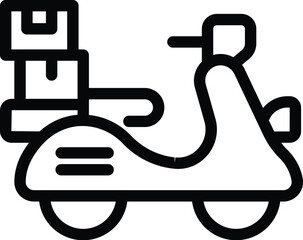 Motorbike delivery icon outline vector. Scooter shipping service. Parcel transportation vehicle - 775697746