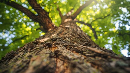 Tree bark texture pattern, old maple wood trunk  -Generative AI