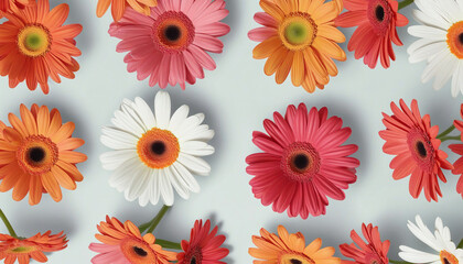 collection of gerbera daisies flowers isolated on a transparent background bright colourful illustration