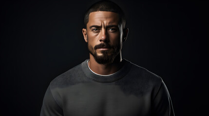 Naklejka premium Handsome Man portrait, 30 years old, isolated on dark background