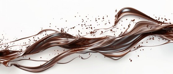 An abstract chocolate line on a white background.