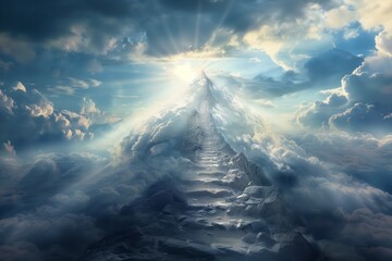 A straight path leads to the top of an elongated mountain, symbolizing goal setting and success