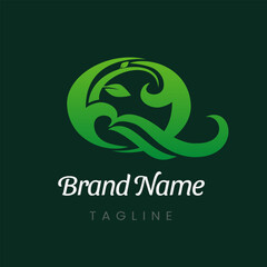 Letter Q Branch Tree Natural Leaf Logo Design Vector