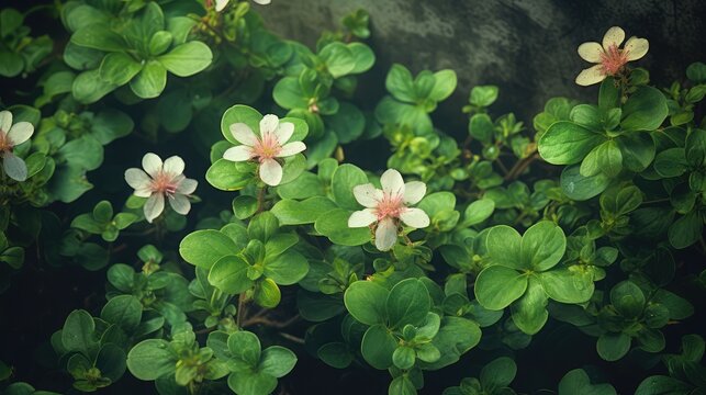 Common Purslane or Verdolaga or Pigweed or Little Hogweed or Pusley flower in the garden vintage