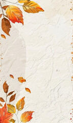 Assorted dry autumn leaves on a textured backdrop.