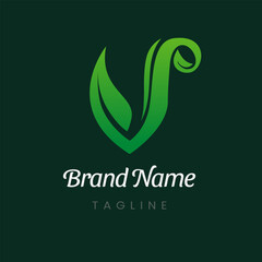 Letter V Branch Tree Natural Leaf Logo Design Vector