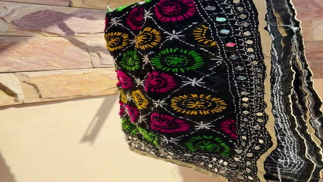 fashionable dupatta or long scarf with different colours with Sindhi embroidery handwork