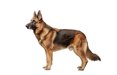 German Shepherd Dog Alert Pose on Transparent Background
