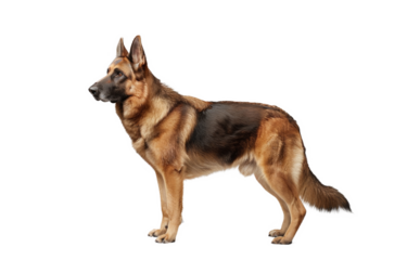 German Shepherd Dog Alert Pose on Transparent Background
