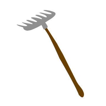 rake tool brown handle gray head clip art preview