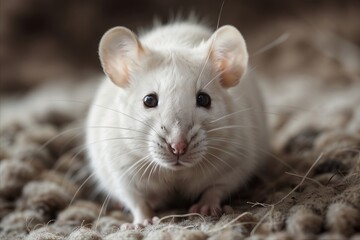 White mouse looking at camera