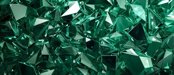 An abstract faceted background in emerald green
