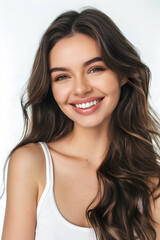 Young  woman close up portrait. Model woman laughing and smiling. Healthy face skin care beauty, skincare cosmetics, dental