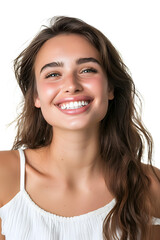 Young  woman close up portrait. Model woman laughing and smiling. Healthy face skin care beauty, skincare cosmetics, dental