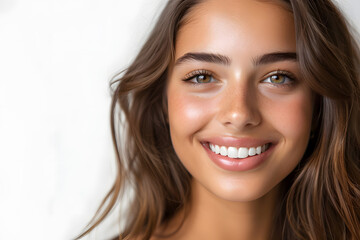 Young  woman close up portrait. Model woman laughing and smiling. Healthy face skin care beauty, skincare cosmetics, dental