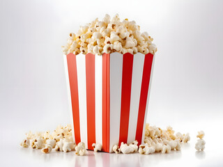striped popcorn bag isolated on white background