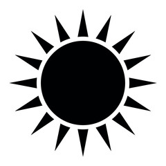 sun silhouette symbol icon shape, black and white vector illustration