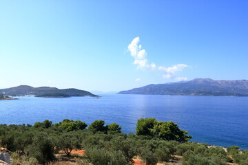 View to Korfu from the coast of Ionian Sea in Albania near Saranda