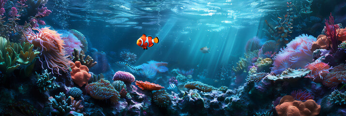 A nemo fish in the clear and beautiful sea