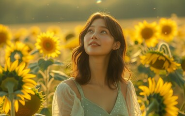 Serene Sunflower Field Portrait