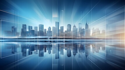 Empty High-rise modern business office skyscrapers with large bright windows. in commercial district with blue sky, symbolizing technology and innovation in business. For Design, Background, PPT