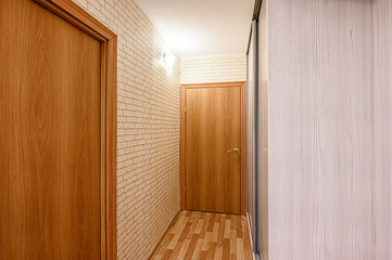 standard room interior apartment. room doors, renovation corridor lobby entrance hall