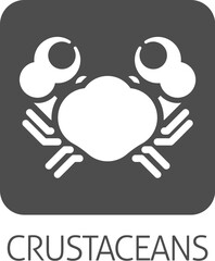 A crab crustacean food stylised icon. Possibly an icon for the allergen or allergy or a seafood concept.