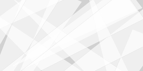Obraz premium Abstract background with white and gray transparent material in triangle shapes with geometric style. Space design concept. Decorative web layout or poster, banner.