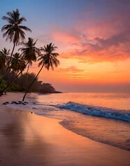 Fototapeta na wymiar sunset on beach 