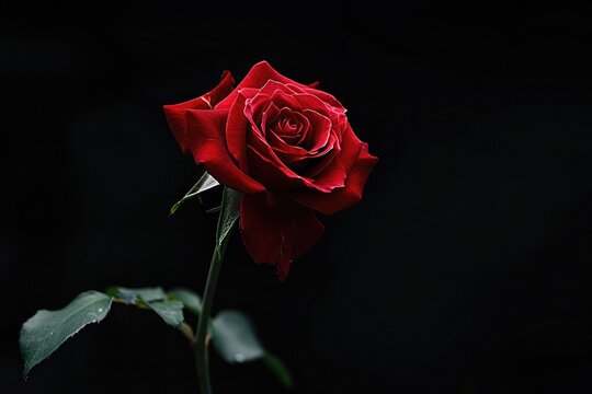 Red rose isolated white, In the dark days of love,copy Space.