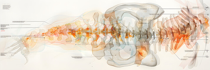 Detailed Illustration of Lumbar Spine Structure and Anatomy - obrazy, fototapety, plakaty