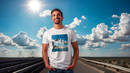 Fototapeta premium Portrait of a man on the background of the road